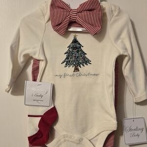 Sterling Baby Christmas Tree Matching Set - Cream and Red